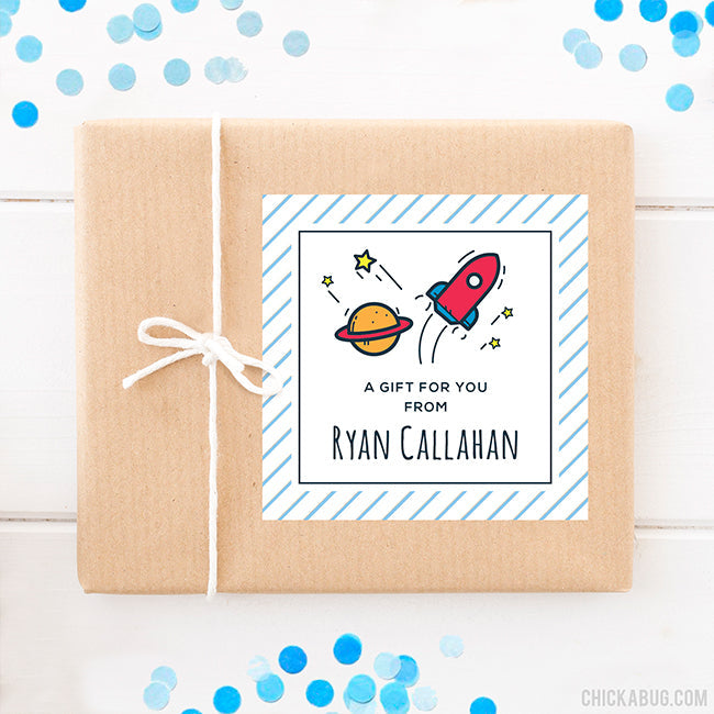 Rocket Birthday Gift Labels