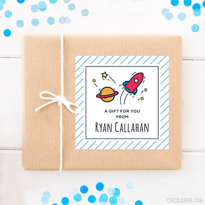 Rocket Birthday Gift Labels