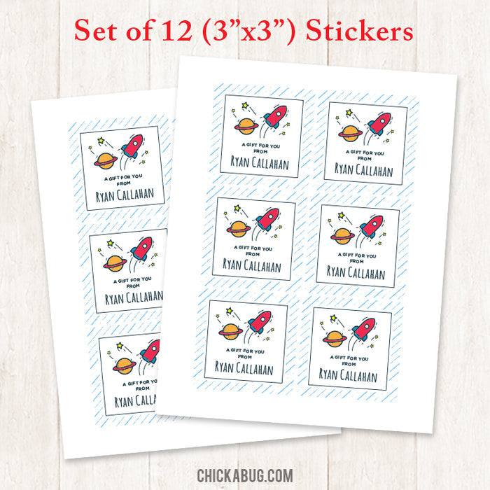 Rocket Birthday Gift Labels