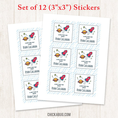 Rocket Birthday Gift Labels
