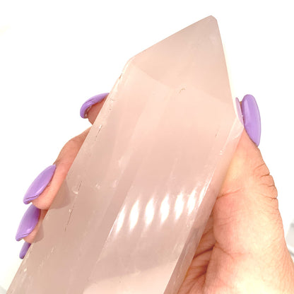 One 2x large Rose Quartz Gemstone tower (5.75'' x 2.30''weighs .118lbs)