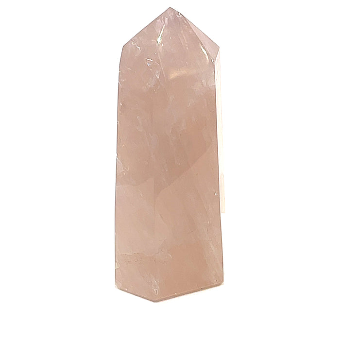 One 5x large Rose Quartz Gemstone tower (7''x 3'' weighs .218 lbs.)
