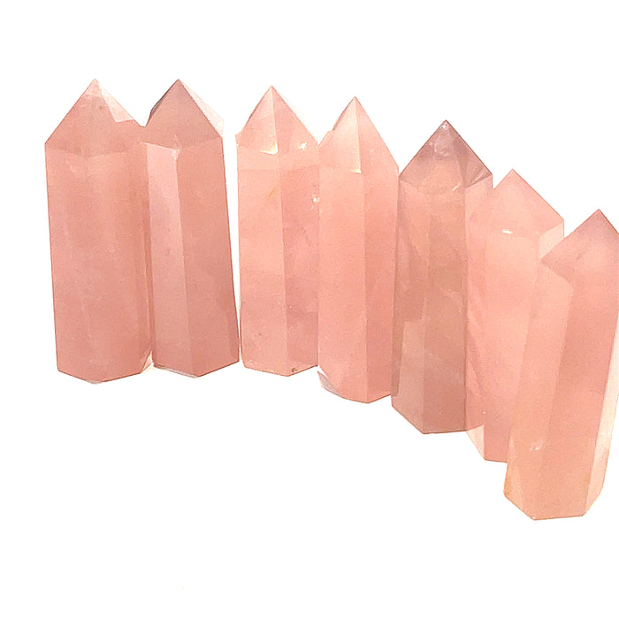 One Med Rose Quartz Gemstone tower (3.25''-3.5 x .90''- 1.25'' weigh .012 - .024 lbs.)