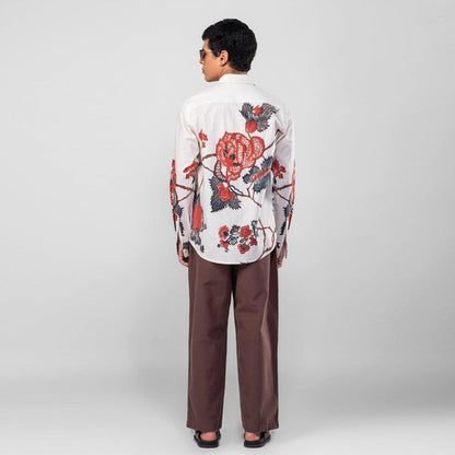 Roseplant Holiday shirts Men - White Available in Cotton and Linen - Naymish Designs