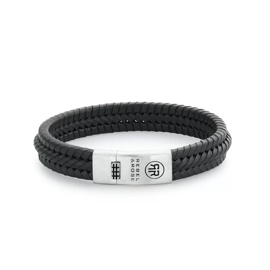RR Bracelet Leder twistet 925/Silber Herrenarmband - RR-L0131-S-L