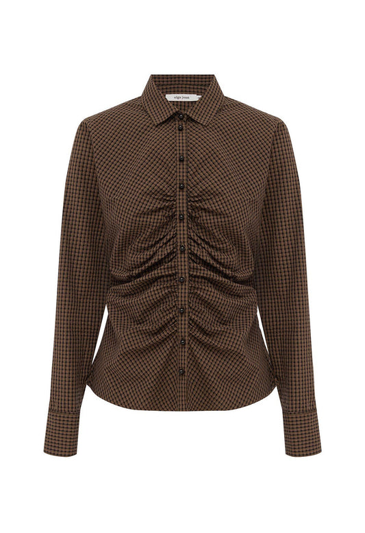 Ruched Front Shirt Ciocco Check