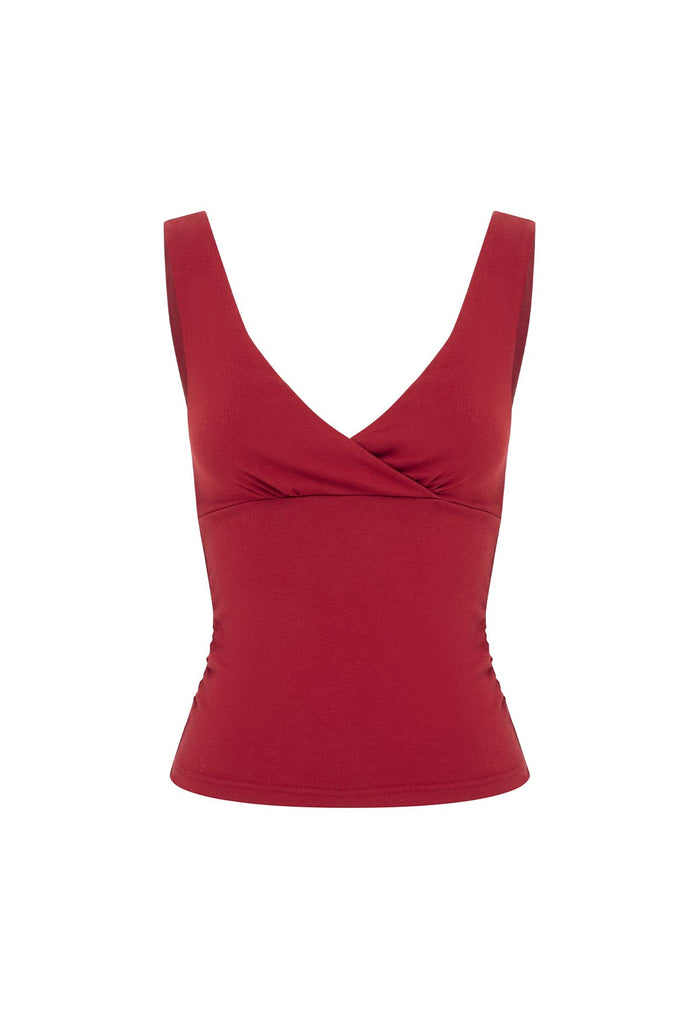 Ruched Plunge Top Rossa