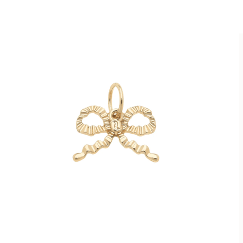 Canvas Style Ruffled Bow Charm in Shiny Gold