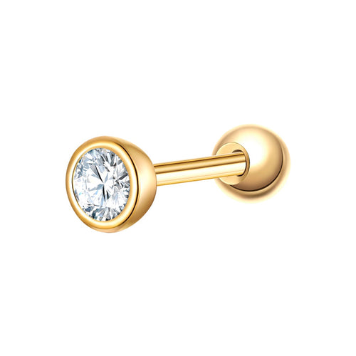 Runder Piercing gold medium Zirkonia