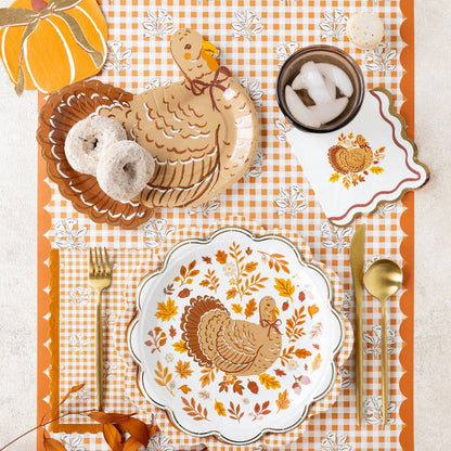My Mind’s Eye Rust Gingham Block Print Paper Table Runner