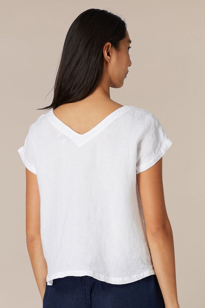 Sahara LAT5816-OL White Organza Linen Reversible Top - Dotique