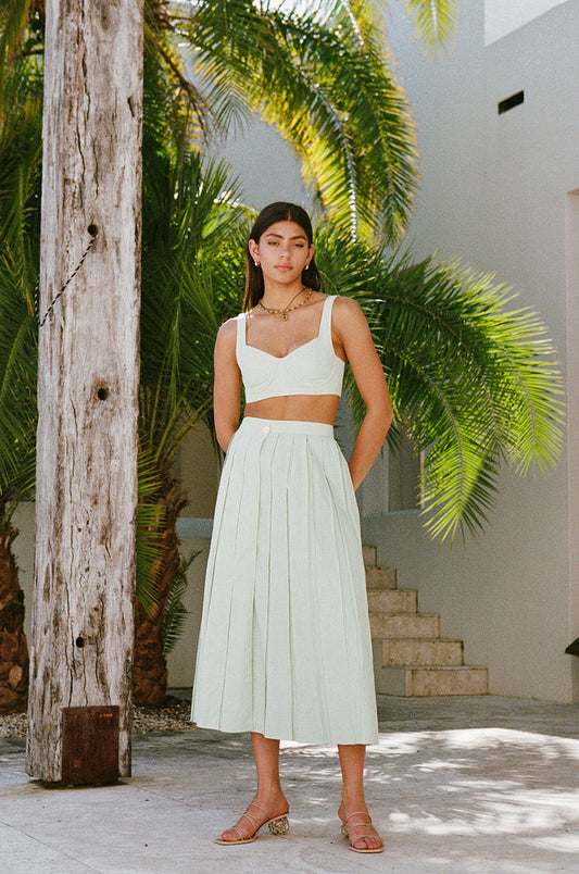 SAMPLE-Dien Wrap Skirt - Green