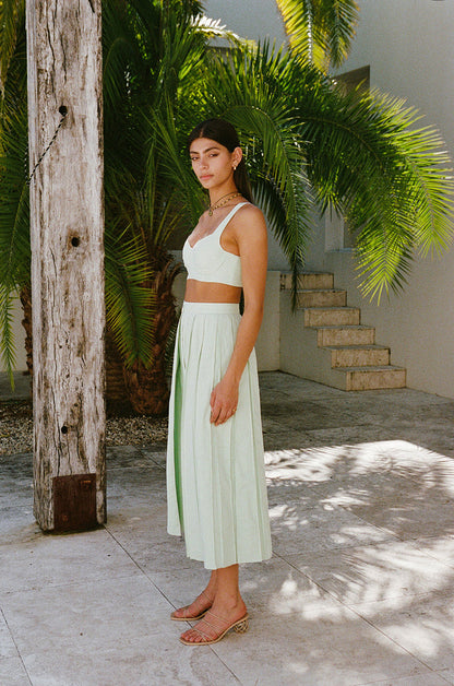 SAMPLE-Dien Wrap Skirt - Green