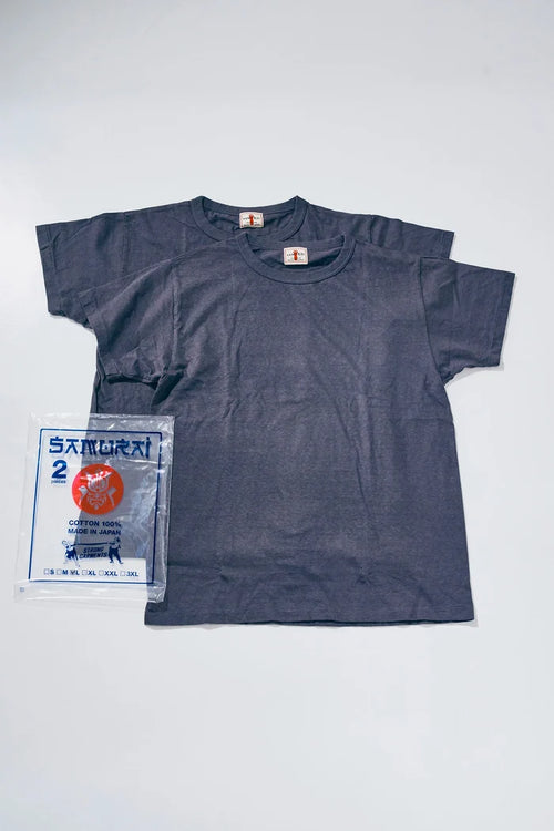 SAMURAI JEANS - Crew Neck 2-Pack T-Shirt Plain - Charcoal Gray
