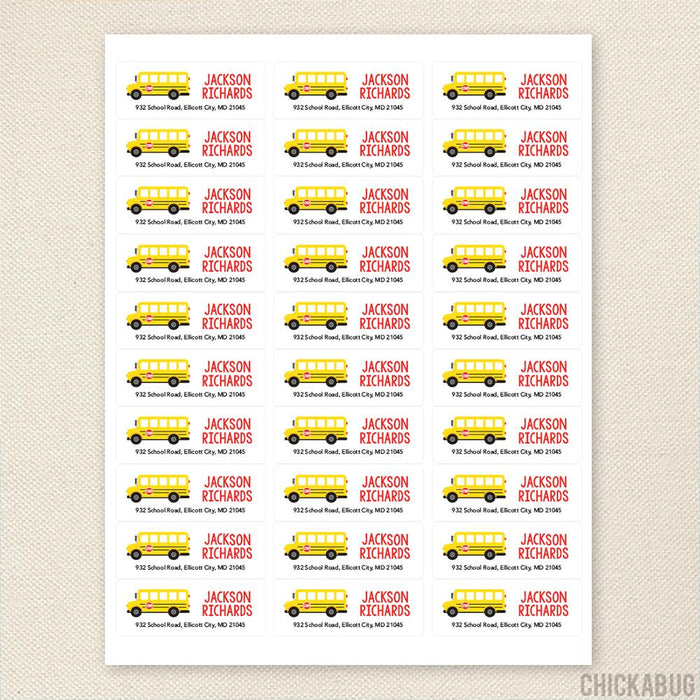 School Bus Address Labels