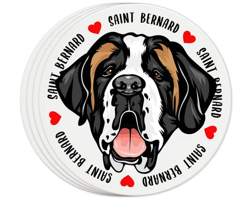 [Set of 4] 4 inch Round Premium Absorbent Ceramic Dog Lover Coasters - Saint Bernard - Christmas by Krebs Wholesale