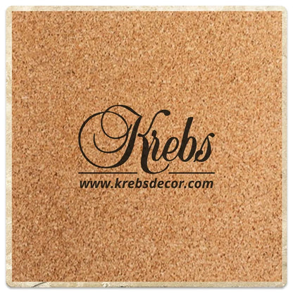 [Set of 4] 4" Square Premium Absorbent Travertine Dog Lover Coasters - Australian Shepherd Puppy - Christmas by Krebs Wholesale