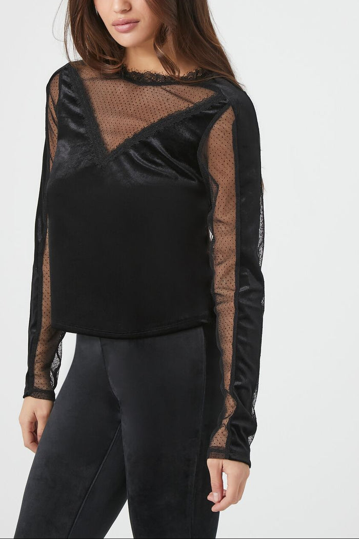 Sheer Lace Velvet Top