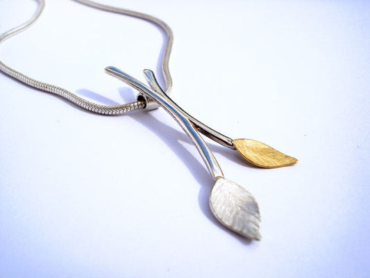 Silver and Gold Pendant:- Handmade