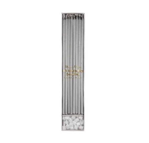 Meri Meri Party Silver Long Candles