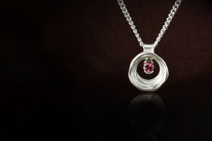 Silver Pendant: Green or Pink Tourmaline