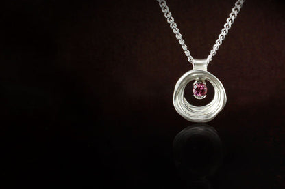 Silver Pendant: Green or Pink Tourmaline