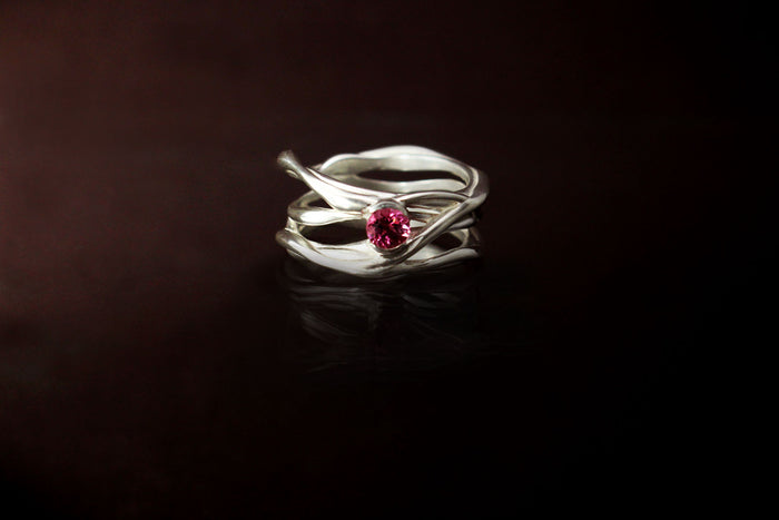 Silver Ring: Green or Pink Tourmaline