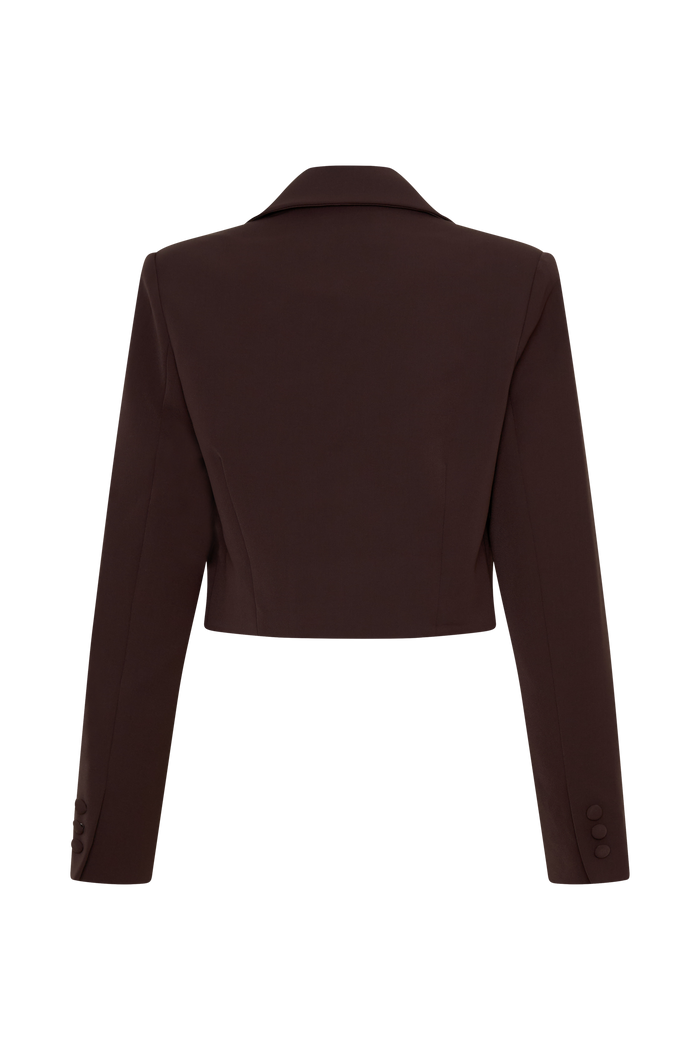 Simone Cropped Suiting Blazer - Dark Chocolate