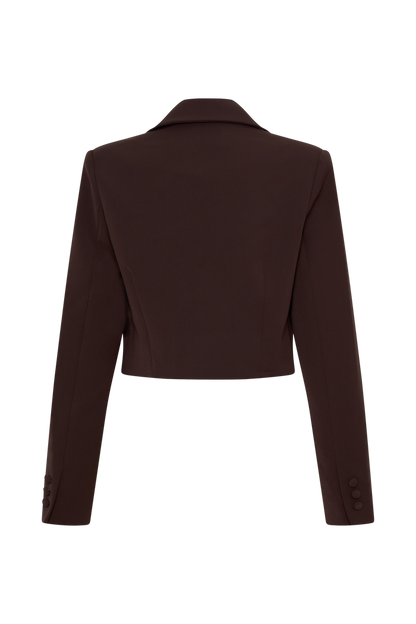 Simone Cropped Suiting Blazer - Dark Chocolate
