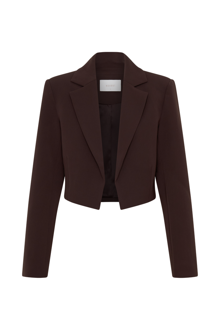 Simone Cropped Suiting Blazer - Dark Chocolate