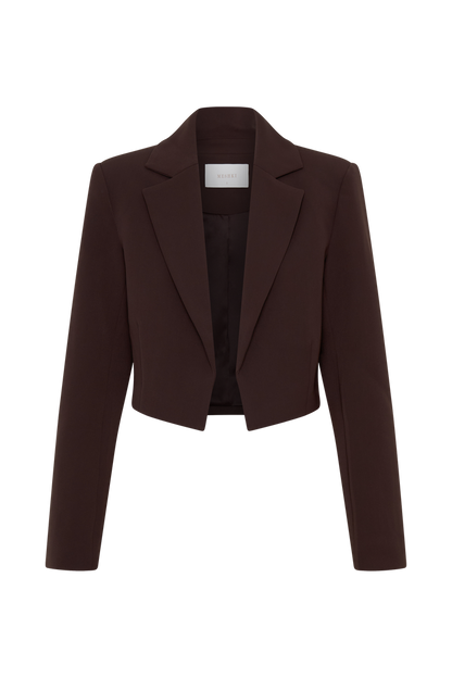 Simone Cropped Suiting Blazer - Dark Chocolate