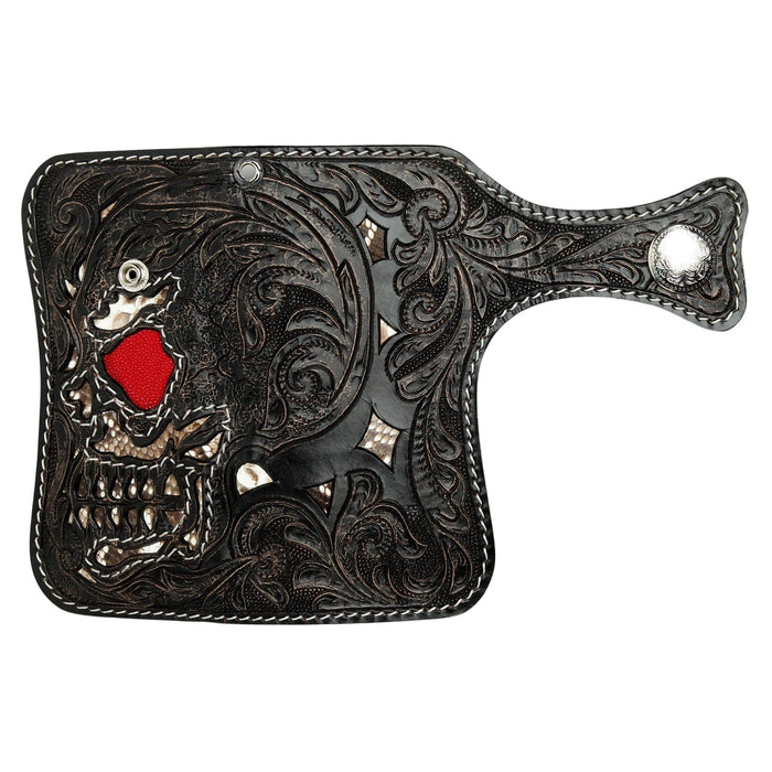 Skull Carved Genuine Leather Large Biker Wallet [4]