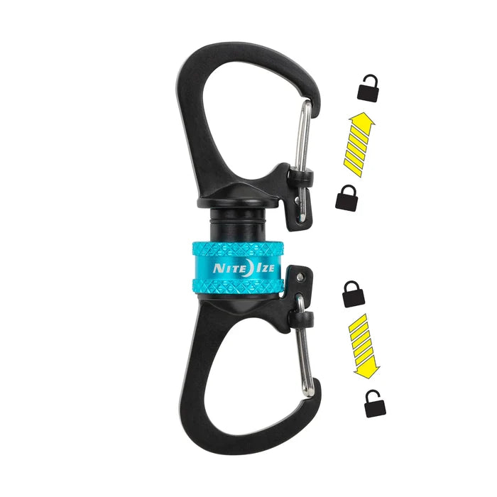 SlideLock 360 Magnetic Locking Dual Carabiner - Blue