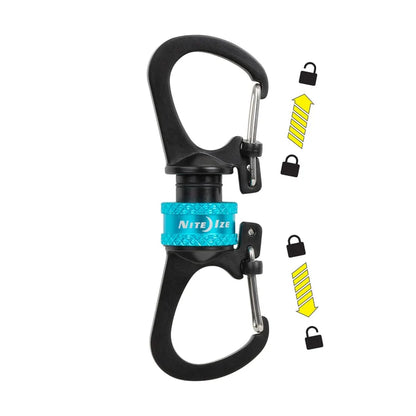 SlideLock 360 Magnetic Locking Dual Carabiner - Blue