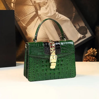 Green crocodile crossbody small square genuine leather evening gala FTF Market UK