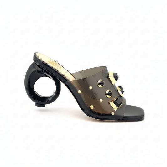 Smoke Lucite wide strap Mule Vegas
