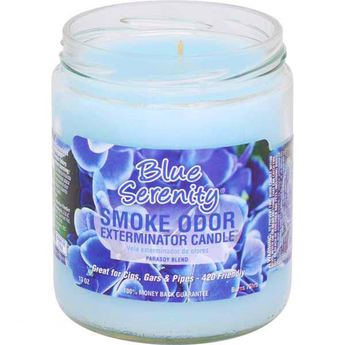 Smoke Odor Blue Serenity Candle