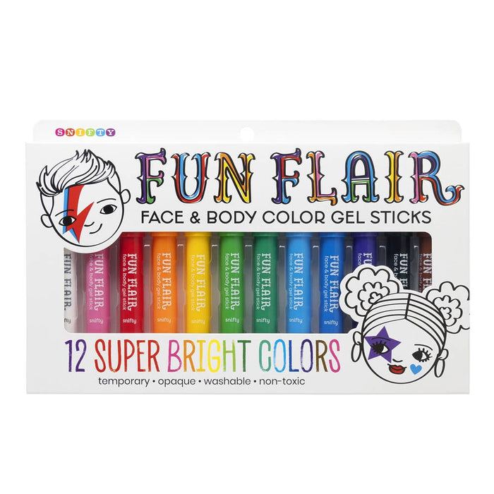 SNIFTY - FUN FLAIR FACE & BODY COLOR GEL STICKS SET OF 12