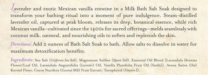 Soap Cauldron - Bath Salt Soak Lavender & Mexican Vanilla: 8 oz.