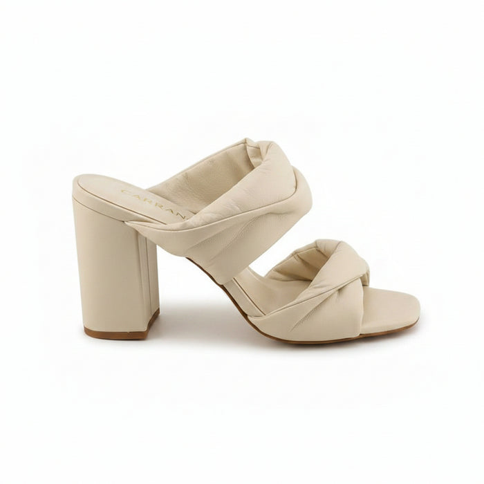 Soft Leather Block Heel Mule Sandle Puffy