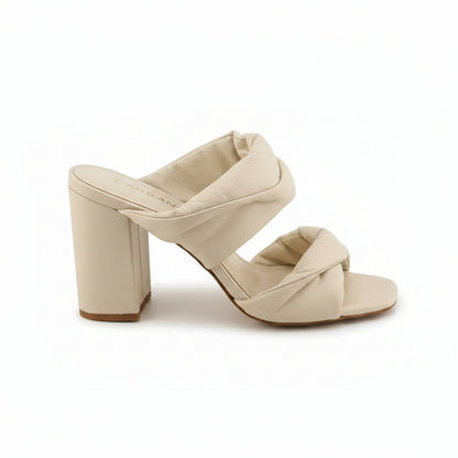 Soft Leather Block Heel Mule Sandle Puffy