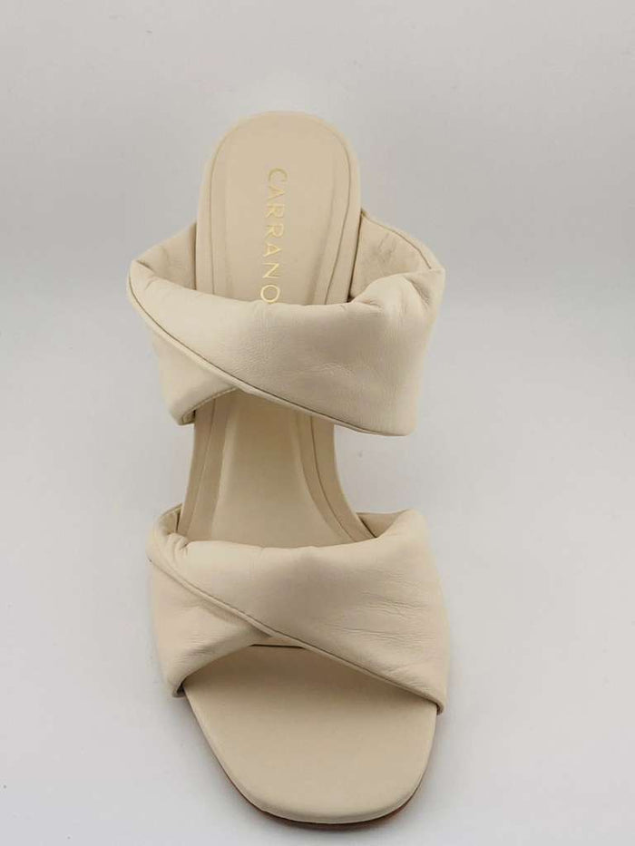 Soft Leather Block Heel Mule Sandle Puffy