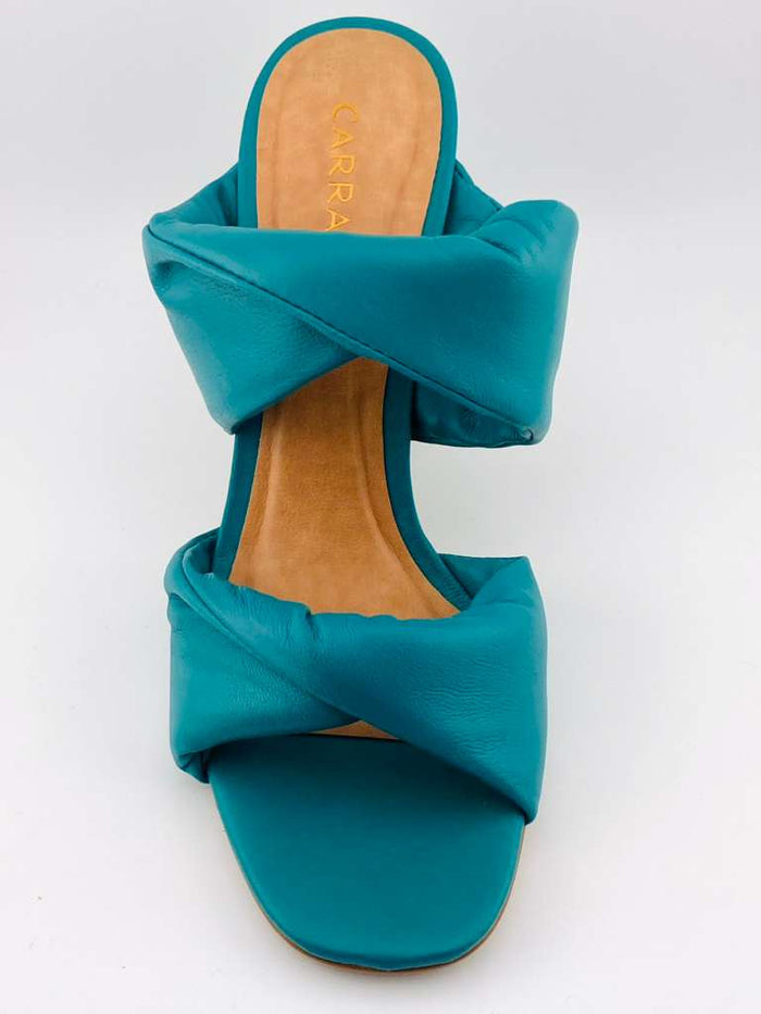 Soft Leather Block Heel Mule Sandle Puffy