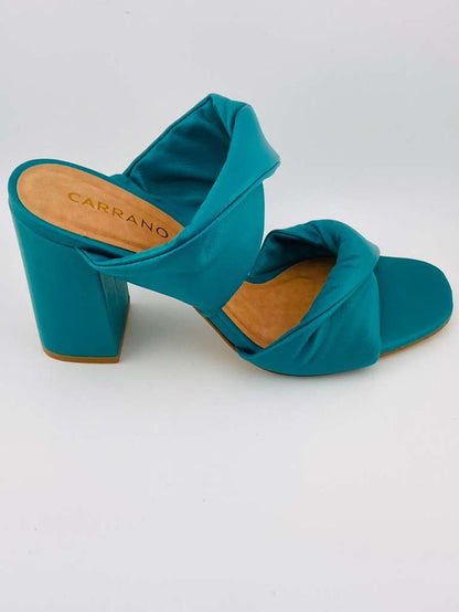 Soft Leather Block Heel Mule Sandle Puffy