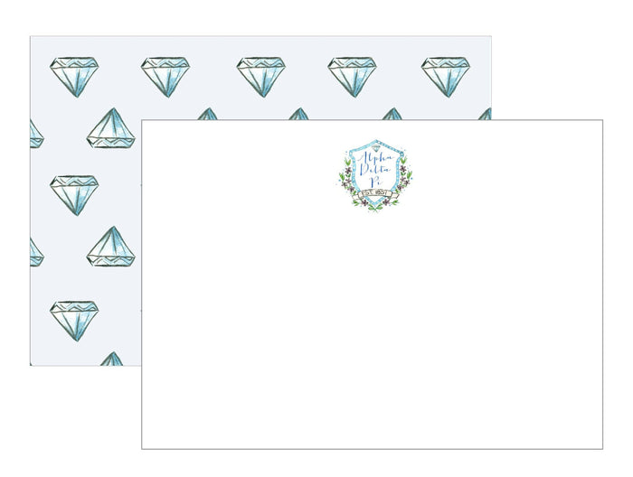 Over The Moon Greek Alpha Delta Pi Sorority & Greek MOTIF Notecards