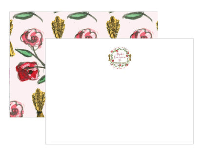 Over The Moon Greek Alpha Omicron Pi Sorority & Greek MOTIF Notecards