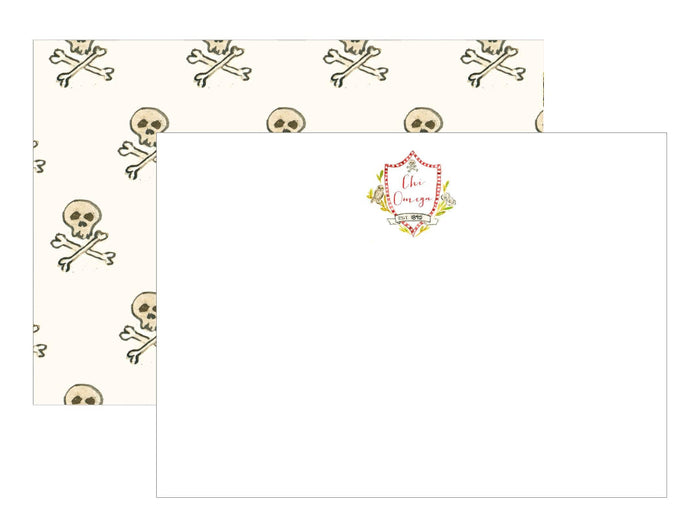 Over The Moon Greek Chi Omega Sorority & Greek MOTIF Notecards