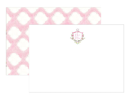 Over The Moon Greek Phi Mu Sorority & Greek MOTIF Notecards