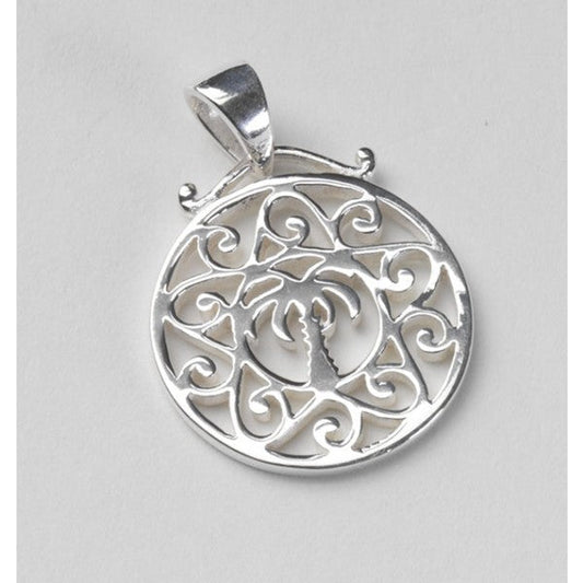Southern Gates Sterling Silver Small Palmetto Tree and Scroll Pendant