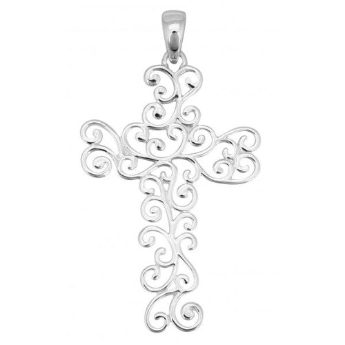 Southern Gates Sterling Silver Small Swirl Cross Pendant